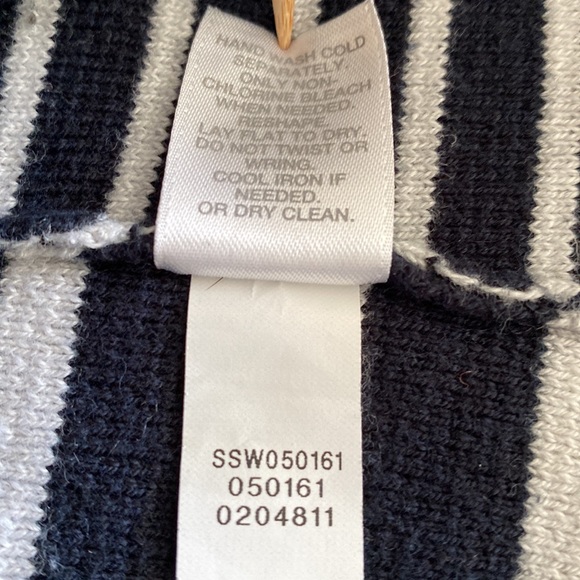 J. Jill Breton stripe nautical zip shoulder long knit tunic sweater navy grey - Picture 13 of 13